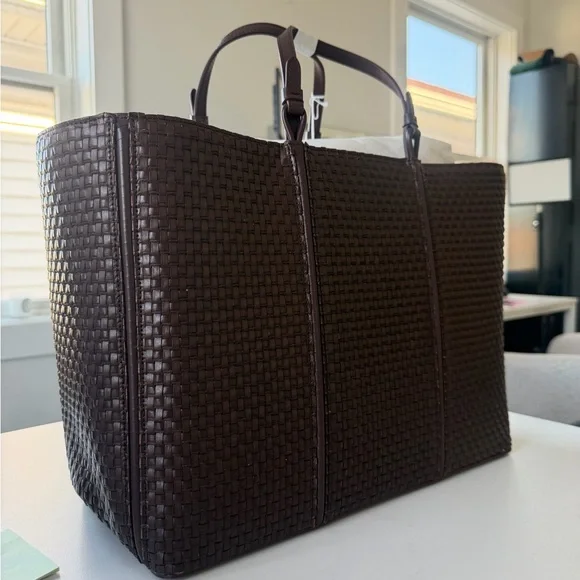 Brown Woven Leather Tote Bag - Picture 3 of 6